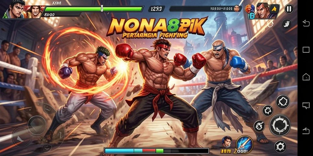 Tangkapan layar NONA88 menampilkan aksi pertarungan yang menegangkan.