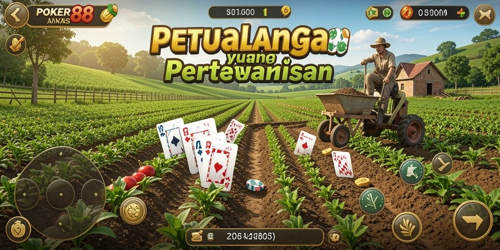 Screenshot utama POKER88 menampilkan aktivitas bertani yang seru.