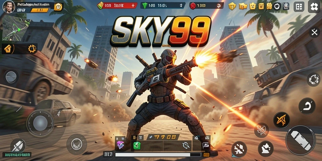 Tampilan aksi seru dalam SKY99 dengan grafis tajam dan gameplay mendebarkan.