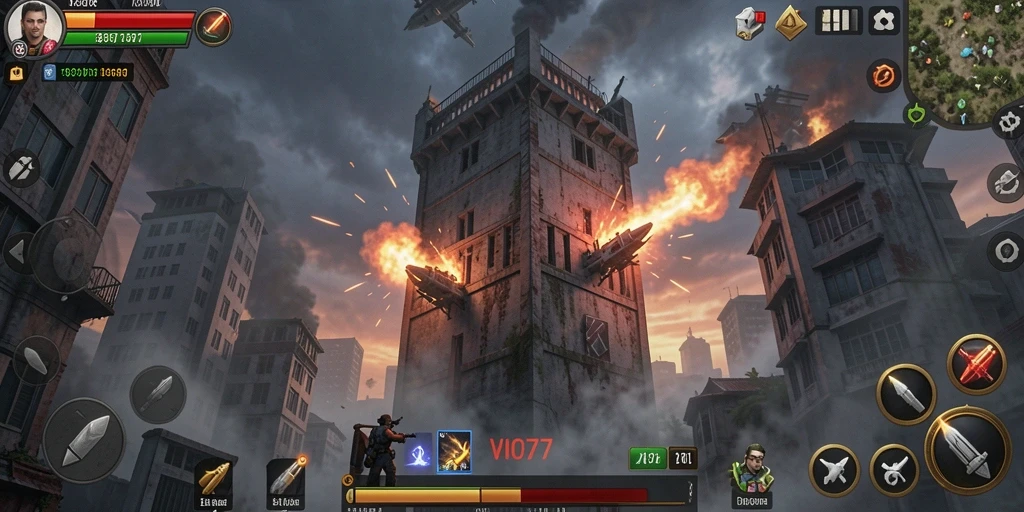 Screenshot VIO77 menampilkan gameplay intens dan menegangkan di Tower Defense.